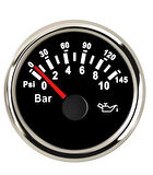 YAĞ BASINÇ GÖSTERGESİ 10 BAR SİYAH ÇAP 52mm 12/24v TEKNE YAT