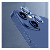 Apple iPhone 13 Mini Kamera Koruyucu Lens Mercek Metal Çerçeveli 2li Set Mavi Blue