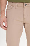 Erkek Bej Kanvas Slim Fit Dar Kesim 5 Cep Pantolon