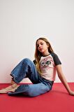 DeFacto Kız Çocuk PowerPuff Girls Cropped Fit Bisiklet Yaka Fitilli Kaşkorse Kısa Kollu Tişört E0482A825SPER99