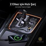 Aohi Superauto Araç İçi Şarjı, 2 Portlu PD 65W Type-C ve USB-A Girişli, USB, Hızlı Şarj Çakmaklık Adaptörü, Siyah