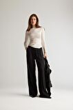 DeFacto Wide Leg Geniş Paça Fermuarlı Yüksek Bel Cepli Standart Boy Kumaş Pantolon E5394AX25SPBK81
