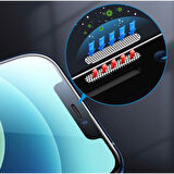 Iphone 12 Pro Max Ekran Koruyucu Toz Filitreli Izgaralı Anti Dust Tam Kaplayan Kırılmaz Cam