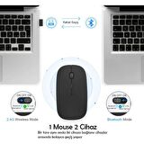 TechTic Sessiz Wireless Bluetooth Kablosuz Mouse Ergonomik Şarjlı 2.4Ghz Fare