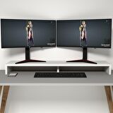 Emkawood Carry Beyaz Monitör Yükseltici Soundbar Stand