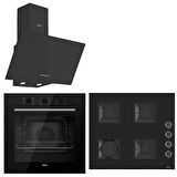 Ferre QBL62CB - SS206 -D087 60 Cm Beyaz Cam Turbolu Ankastre Set -Yeni 2025