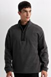 DeFacto Relax Fit Dik Yaka Fermuarlı Polar Sweatshirt D2688AX24AUAR9