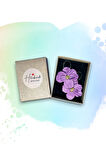 MuffyClay Özel Tasarım, Polimer Kil Mor Halka Çiçek Küpe - Purple Petals