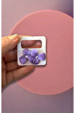 MuffyClay Özel Tasarım, Polimer Kil Mor Çiçekli Küpe - Amethyst Flora