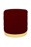 Lungo Roller Gold Kaplama Pofuduk Puf - Bordo Silindir Makyaj Masası Puf Koltuğu