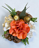 Dekoratif Metal Saksılı Aranjman Çiçek Turuncu