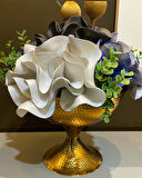 Dekoratif Metal Saksılı Aranjman Çiçek Mavi