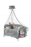 Holmer Coolstyle (Deluxe Kumaş) Premium Cibinlikli Dönenceli Anne Yanı/Oyun Parkı/Park Yatak 70x110cm Gri