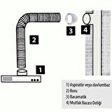 Aletçantam Bacamatik Mutfak Aspiratör Davlumbaz Koku Rüzgar Hava Ses Önleyici Kapaklı Boru Baca Klape