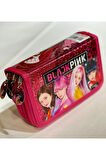 Cappi Bag Black Pink Pembe Renkli 3 Fermuarlı Bölmeli Çocuk Okul Kalem Kutusu 19x11x6cm