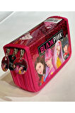 Cappi Bag Black Pink Pembe Renkli 3 Fermuarlı Bölmeli Çocuk Okul Kalem Kutusu 19x11x6cm