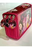 Cappi Bag Black Pink Pembe Renkli 3 Fermuarlı Bölmeli Çocuk Okul Kalem Kutusu 19x11x6cm