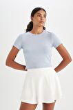 DeFactoFit Crop Bisiklet Yaka Sporcu Kısa Kollu Tişört D2200AX24AUBE748