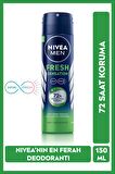 Nivea Men Erkek Sprey Deodorant Fresh Sensation 150ml, 72 Saat Anti-perspirant Koruma, Uzun Süreli Koruma