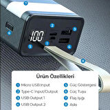 WOYAX by DEJİ WY-30F 30000mAh Dijital Göstergeli 22.5W Hızlı Taşınabilir Powerbank Şarj Cihazı Siyah