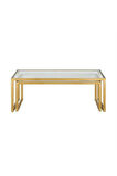 Modern Gold Renk 2’li Metal İskeletli Temper Camlı Zigon Orta Sehpa
