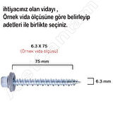 6.3x105 mm Betofast Vida Sivri Uçlu Çatı Panel Beton Ağaç Vidası -50 Adet