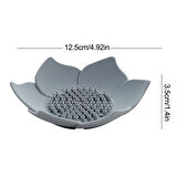 2 Adet Lotus Desenli Sabun Ve Sünger Tutacağı Silikon (SİYAH) Su Giderli Lotus Şekilli Sabunluk