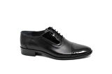 Erkek Siyah Bağcıklı Rugan Deri Hazır Taban Ayakkabı 3504