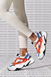 Nike M2K Tekno Leather Unisex Sneaker Hakiki Deri Spor Ayakkabı Beyaz Kırmızı Yükseklik 4cm