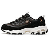 Skechers Air Cooled Memory Foam D'lites Glamour Feels Leather Sneaker Hakiki Deri Hafızalı Taban Günlük Spor Ayakkabı Siyah