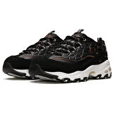 Skechers Air Cooled Memory Foam D'lites Glamour Feels Leather Sneaker Hakiki Deri Hafızalı Taban Günlük Spor Ayakkabı Siyah