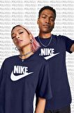 Nike Sportswear Futura Swoosh Logo Tee T Shirt Unisex Baskılı Tişört Lacivert