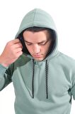Erkek Basic Mint Kapüşonlu Sweatshirt-243