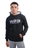 Erkek Vıntage Füme Kapüşonlu Sweatshirt-221
