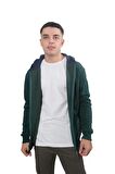 Erkek Armalı Fermuarlı Kapüşonlu Nefti Yeşil Sweatshirt-311