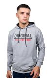 Erkek Orıgınal Gri Kapüşonlu Sweatshirt-206