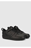 Nike Court Borough Low 2 Leather Sneaker Hakiki Deri Lastik ipli Bantlı Unisex Spor Ayakkabı Siyah