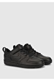 Nike Court Borough Low 2 Leather Sneaker Hakiki Deri Lastik ipli Bantlı Unisex Spor Ayakkabı Siyah