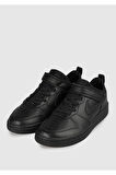 Nike Court Borough Low 2 Leather Sneaker Hakiki Deri Lastik ipli Bantlı Unisex Spor Ayakkabı Siyah
