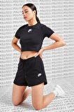 Nike Sportswear Essential Women's French Terry Shorts Siyah Pamuklu Siyah Şort