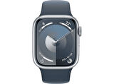 APPLE Watch Series 9 GPS + Cellular MRJ33TU/A  41 mm Gümüş Rengi Paslanmaz Çelik Kasa ve Fırtına Mavisi Spor Kordon - M/L