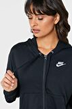 Nike Sportswear Jersey Loose Fit Full Zip Hoodie Bol Kalıp Kapüşonlu Siyah