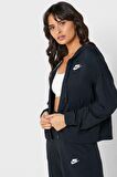 Nike Sportswear Jersey Loose Fit Full Zip Hoodie Bol Kalıp Kapüşonlu Siyah