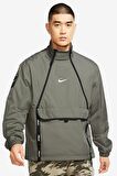 Nike Air Men Jacket Loose Fit Yarım Fermuarlı Haki Ceket