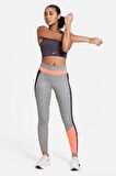 Nike One 7/8 Colour-Block Heathered Gri Kadın Tayt