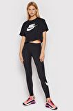Nike Sportswear Essential Cotton Leggings Swoosh Pamuklu Kadın Taytı Siyah