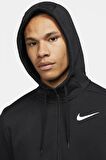 Nike Dri Fit Mens Full Zip Hoodie Kapüşonlu Fermuarlı Siyah Erkek Sweatshirt CJ