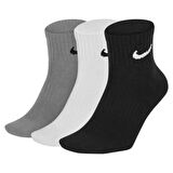Nike Everyday Cotton Cushioned Erkek Beyaz Siyah Gri 3Lü Çorap 