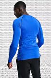 Nike Pro Dri Fit Men's Tight Fit Top Slim Fit Uzun Kollu Sweatshirt Body Sax Mavi