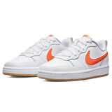 Nike Court Borough Low 2 GS Leather Unisex Sneaker Hakiki Deri Günlük Spor Ayakkabı Beyaz Turuncu